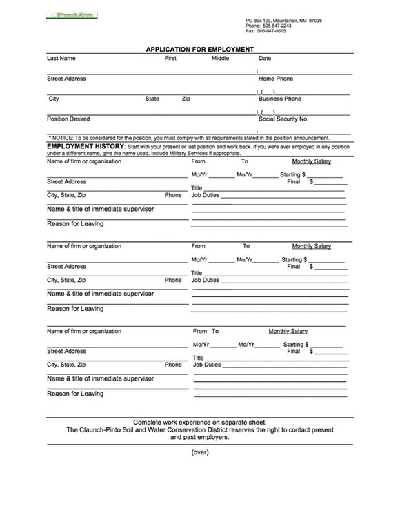 CP Employment Application